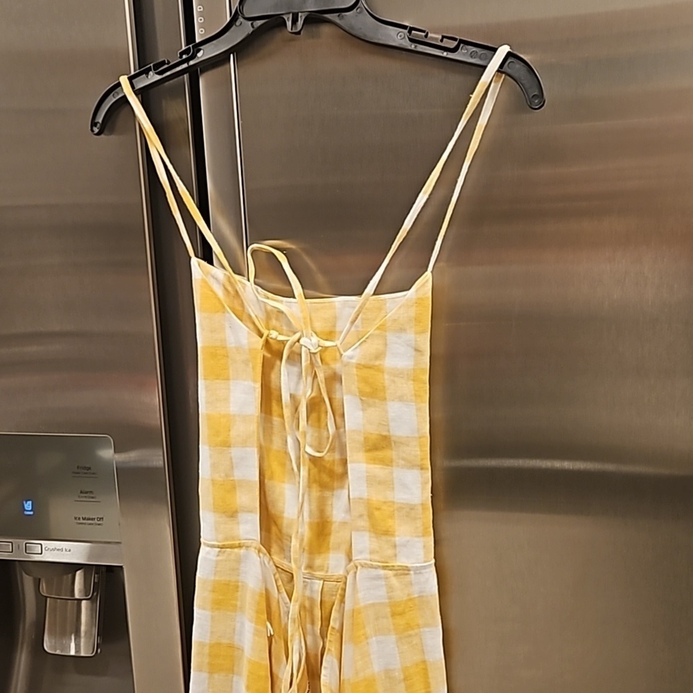 💕REFORMATION💕 Nia Linen Dress ~ Dandelion Check Yellow 12 NWT - Picture 9 of 13